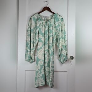 NWT Loft Green Floral Flowy Swing Dress XS